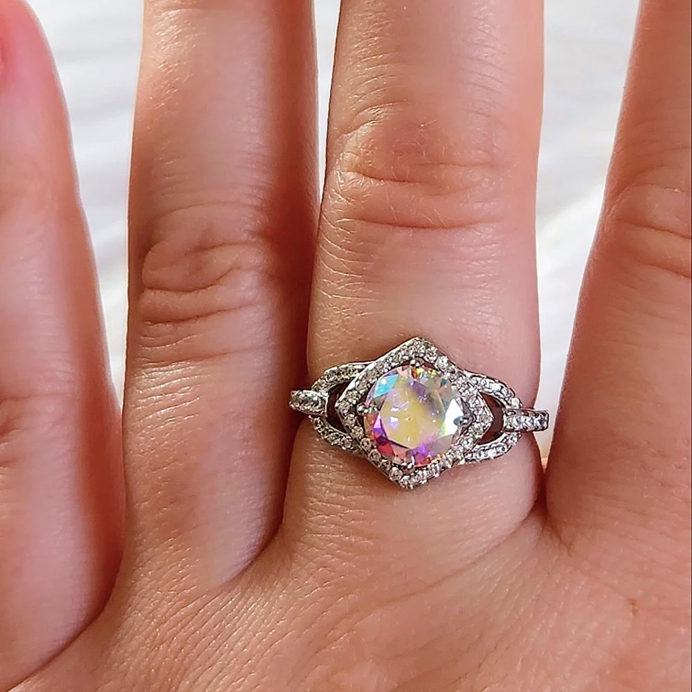 NWT Ryze Aurora Borealis Crystal .925 Sterling Silver Ring - Picture 7 of 8